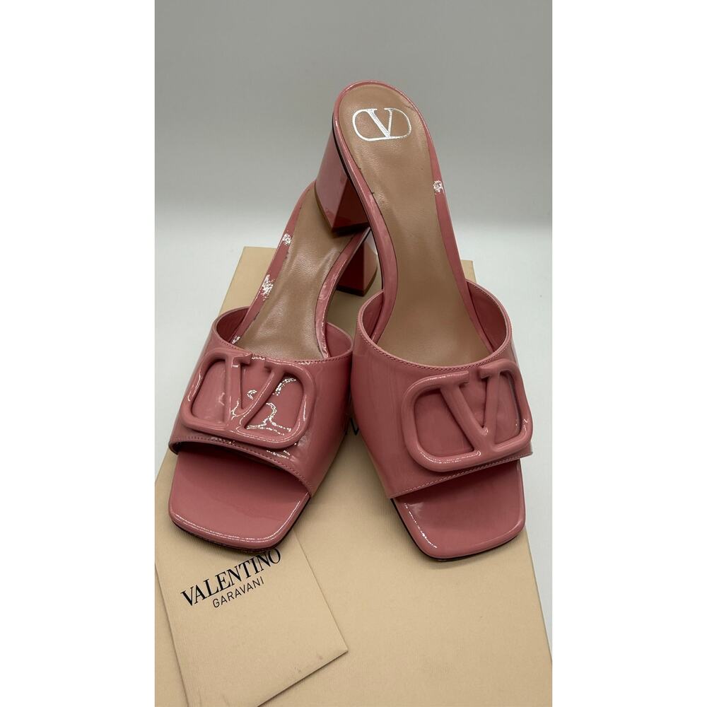 Valentino Garavani Women's VLogo Patent Leather Slide Sandals SZ:39.5  US:8.5